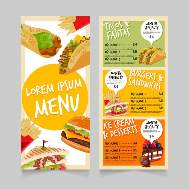 Restaurant menu design sample
